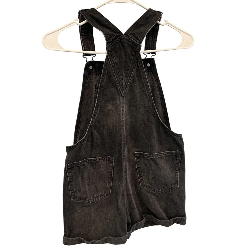 Gap Teen Girls Black Denim Shortalls Overalls Fisherman Americana Kids Size 10 L
